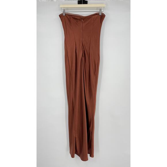 MORE TO COME | NWT Emma Strapless Maxi Dress in Chocolate Satin Tube Dress M - Picture 3 of 16